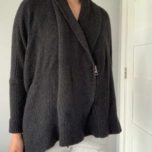 All Saints Knit Rib Oversized Assymmetrical Cardi - Picture 6 of 14
